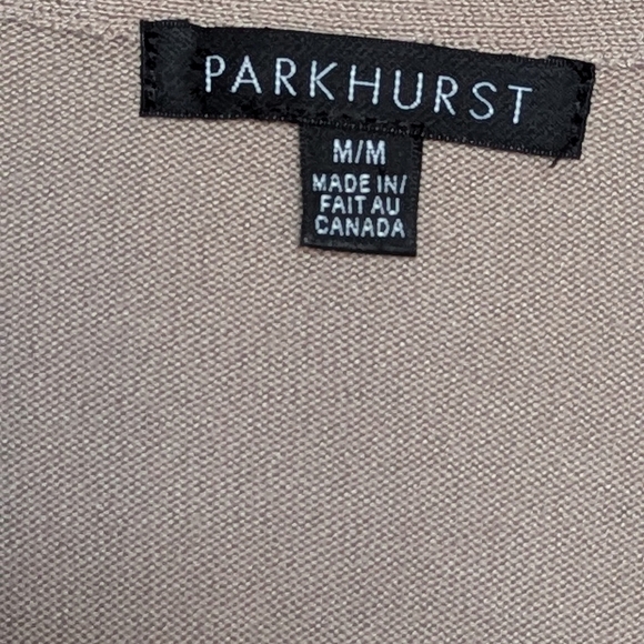 Parkhurst Women's (Size M) Tan Sweater with Faux-Shawl Accent & Rounded Back Hem - Picture 3 of 12